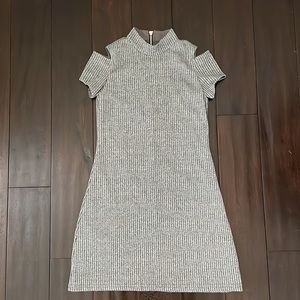 Blush by Us Angels girls silver metallic ribbed dress